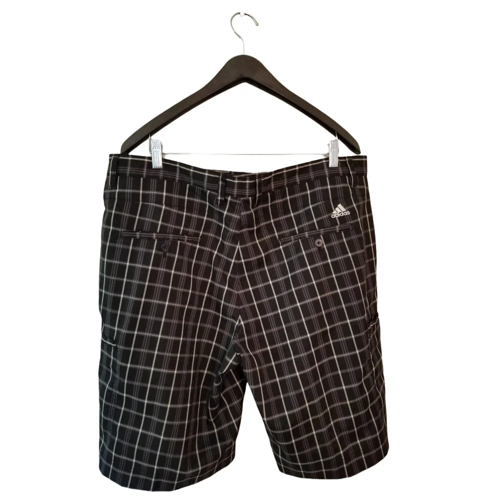 Adidas Shorts Plaid Black White Men's Size 38 Inseam 11 in